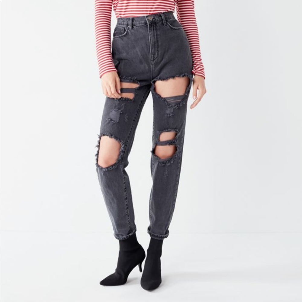 BDG black high waisted ripped mom jeans